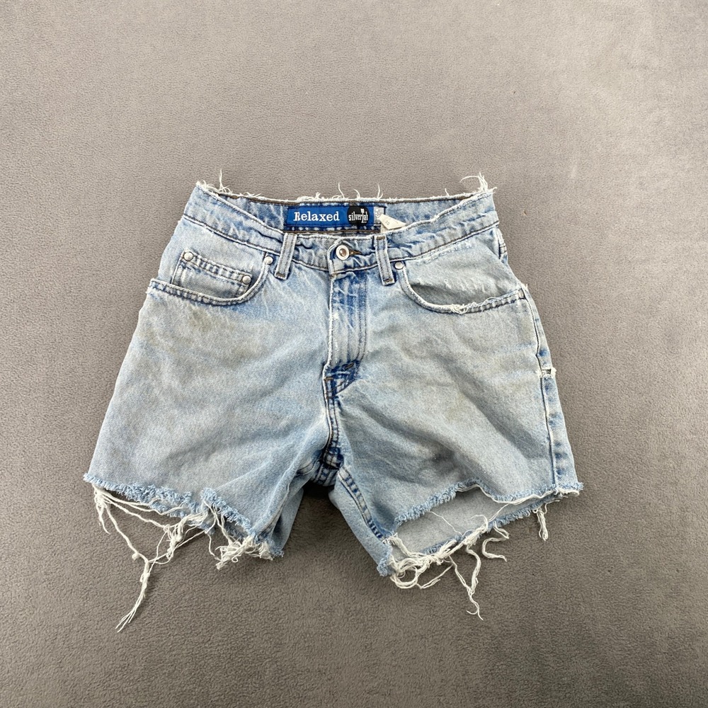 Vintage Levis SilverTab Relaxed Fit Denim Shorts Light Wash Cutoff USA Made 25
